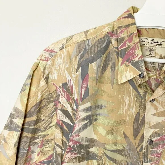 Vintage Tori Richard Cotton Tropical Print Short Sleeve Button Down Shirt - Picture 3 of 8